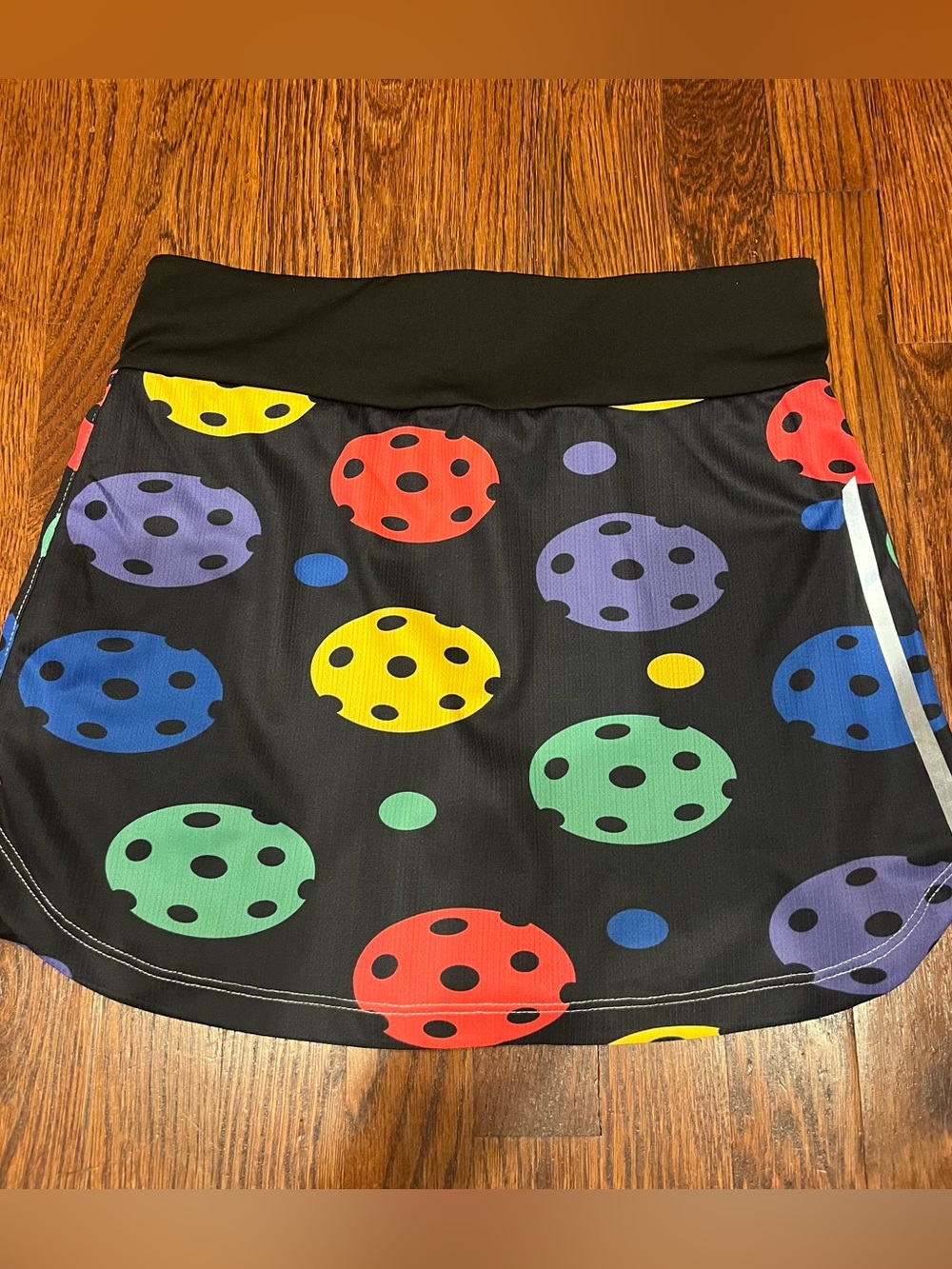 Women’s Black Pickleball  Polka Dot Print Skort with Multicolor Circles